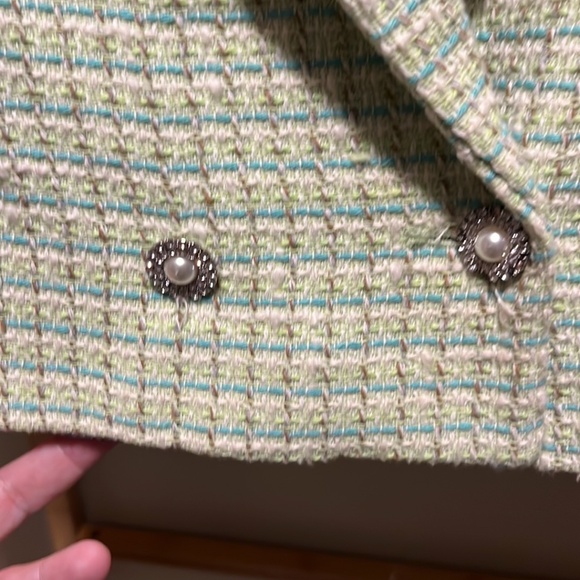 Zara Light Green Tweed Crop Blazer - Picture 4 of 4